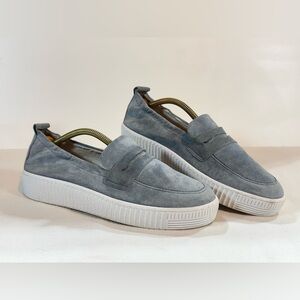 GABOR Men's Light Dusty blue/Gray suede slip-On loafers size 7.5